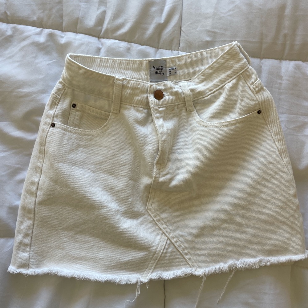 Princess Polly White Denim Mini Skirt